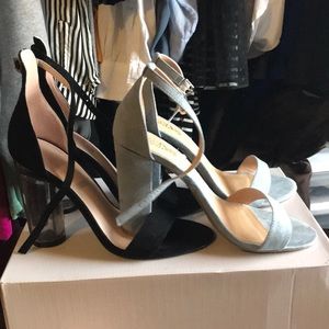 Baby blue and black heels
